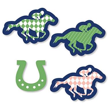 Imagem de Big Dot of Happiness Kentucky Horse Derby – Recortes para festa de corrida de cavalo em forma de bricolagem – 24 unidades