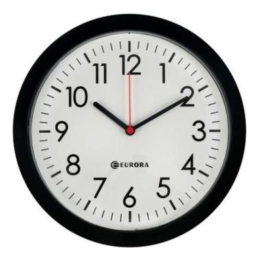 Imagem de Relógio De Parede Eurora Preto Com Mostrador Branco