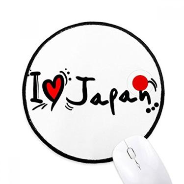 Imagem de I Love Japan Word Flag Heart Mouse Pad Desktop Office Tapete redondo para computador