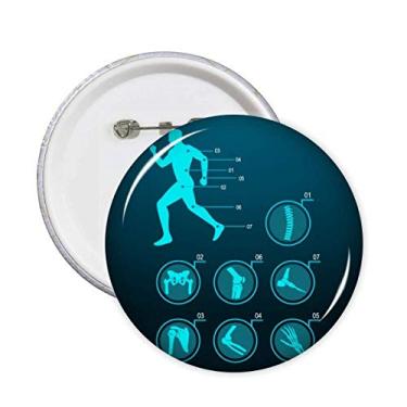 Imagem de Estrutura óssea, ilustração humana, alfinetes redondos, emblema, botão, decoração, acessório, 5 peças