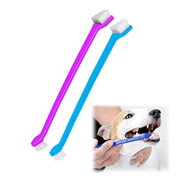 Imagem de Escova de Dentes Dupla Para Cães E Gatos Branco e Azul-Claro