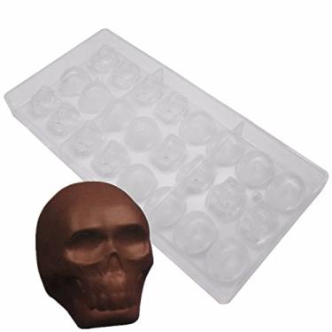 Imagem de Molde de chocolate Goldbaking Skull 3D moldes de caveira doces de policarbonato para o dia das bruxas