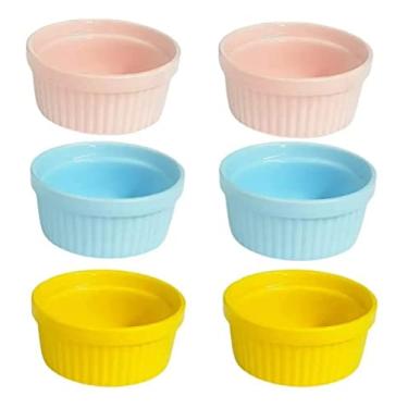 Imagem de Kit 6 Ramekin Cerâmica Colorido 50ml Molheira Potinho