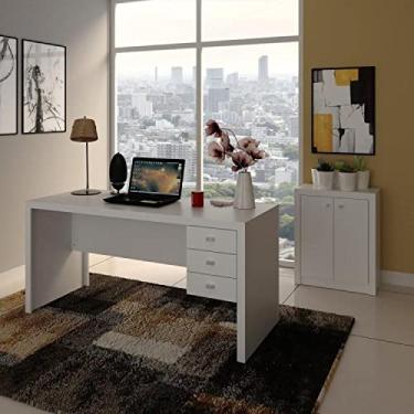 Imagem de Conjunto Home Office 2 Peças Escrivaninha 3 Gavetas e Balcão 2 Portas Espresso Móveis