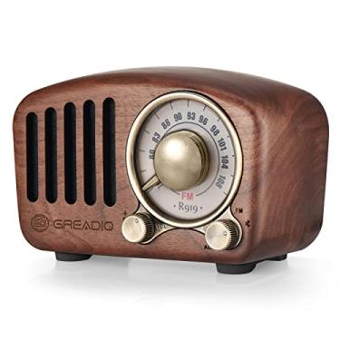 Imagem de Rádio de alto-falante Bluetooth vintage Greadio de madeira de nogueira – estilo retrô, aprimoramento de graves, volume alto, Bluetooth 5.0, MP3 e rádio FM