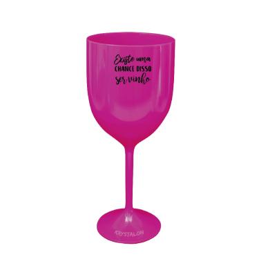 Imagem de Taça Vinho Rosa Acrílico Personalizada - Chance de Ser Vinho