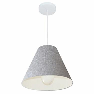 Imagem de Lustre Pendente Cone Cúpula Tecido 25/30x12 cm, Vivare Iluminação, Pendente4028 CZ, Cinza, Pequeno