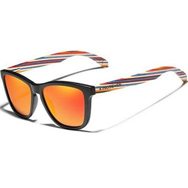 Imagem de Oculos de Sol Masculino Multicores Design Madeira Artesanal Kingseven Polarizados N5512 (C4)