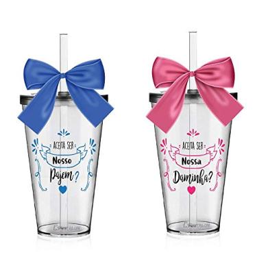 Imagem de 2 Copos Convite 550 ml Personalizados para Pajem e Daminha Acrílico