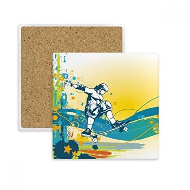 Imagem de Esportes, skateboard, ilustração colorida, quadrado, porta-copos, caneca, suporte de subplaca, pedra isolante