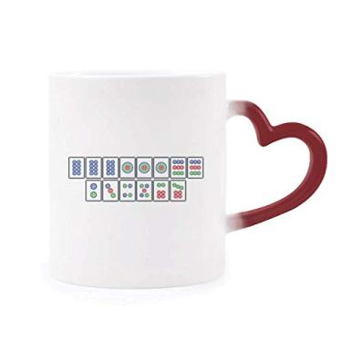 Imagem de Flush Suit Mahjong Tiles Caneca sensível ao calor Caneca vermelha que muda de cor