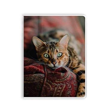 Imagem de Caderno com foto de gato olho verde animal capa de goma diário capa macia