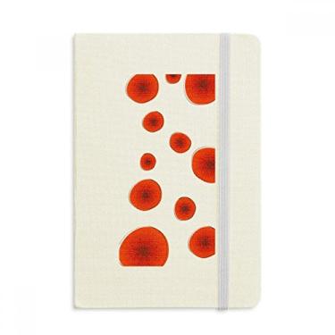 Imagem de Caderno de pintura artística abstrata com flores e círculos vermelhos, capa dura em tecido, diário clássico