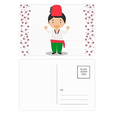 Imagem de Cartão postal de Natal com desenho de peru verde vermelho com flor de peru