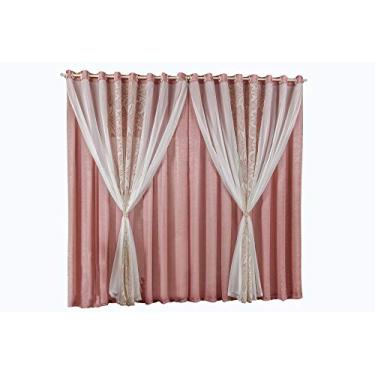 Imagem de Cortina Donatella 3M, Mellindre, Tecido: Cetim Amassado 100% Poliéster Voil 100% Poliéster, Voil Rendado 100% Poliéster., Rosê Queen, Sofisticata 2018-2216