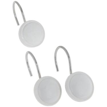Imagem de Carnation Home Fashions Gancho de cortina de chuveiro de resina de cerâmica com círculos, branco