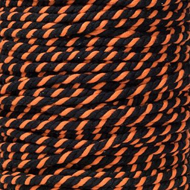 Imagem de Corda artesanal de algodão natural torcido tricolor (1/4 polegada, lanterna Jack O, 30 m)