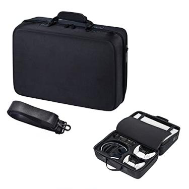 Imagem de Topaty PS5 transport case estojo rígido bolsa viagem, à prova choque e à prova d'água, compatível com console PS5, controle duplo e acessórios (preto)