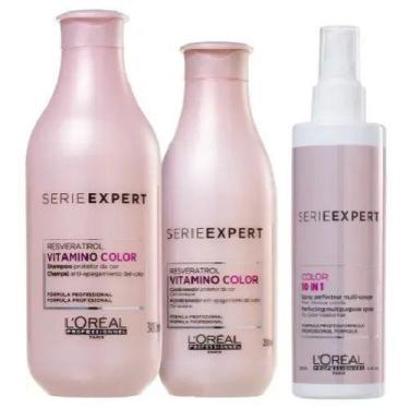 Imagem de Loreal Vitamino Color Shampoo 300 Ml Condicinador 200 Ml E Leave-In 10