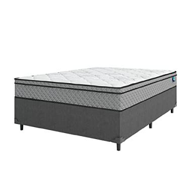 Imagem de Cama Box Casal Colchão Molas Ensacadas Mirage 138x188x62cm Cinza/branco Umaflex - Suporta até 120kg por Pessoa
