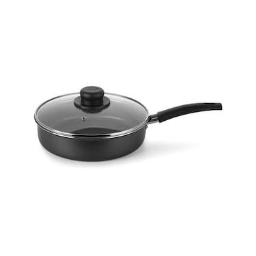 Imagem de Frigideira Alta Multiflon Gourmet com Antiaderente Ultra 7 Preta com Tampa - 24 cm