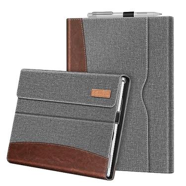 Imagem de Fintie - Capa para Microsoft Surface Pro 7/6/5/4/3 de 12,3 polegadas - Com Bolso, Fecho Magnético e Suporte para Teclado - Cinza/Lisa - Moderno - Uso em Negócios e com Teclado