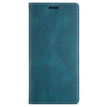 Imagem de PuRoxx Capa flip para Google Pixel 8 Pro/Pixel 8/Pixel Fold, fecho magnético, capa carteira retrô de couro fosco com compartimento para cartão com bloqueio de RFID, azul, Pixel 8