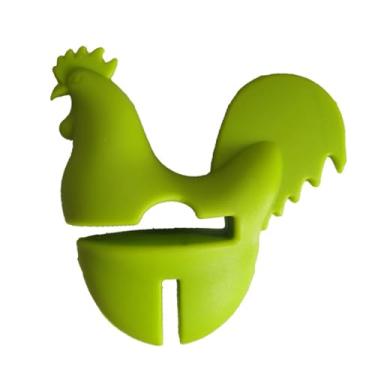 Imagem de Ferramenta de clipe de panela de galo de cozinha, suporte de espátula de galo em forma de galo de silicone, acessórios de cozinha para fornos, micro-ondas, lava-louças (verde)