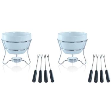 Imagem de Yumchikel - Conjunto de tigela elegante para aquecer manteiga e fondue com 4 garfos de imersão e suporte para chá – Para a perfeita porção derretida, chocolate e queijo – conjunto de fondue (2)