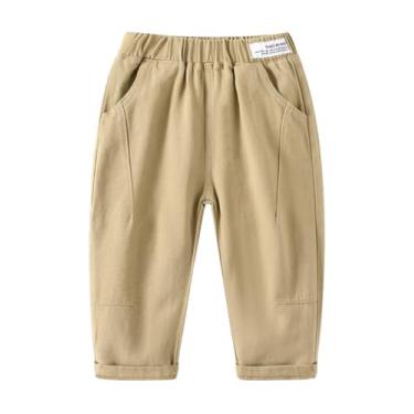 Imagem de Yueary Calça de moletom básica para bebês meninos de algodão sólido cintura elástica casual jogger outono calça jeans, Cáqui, 90/18-24 M