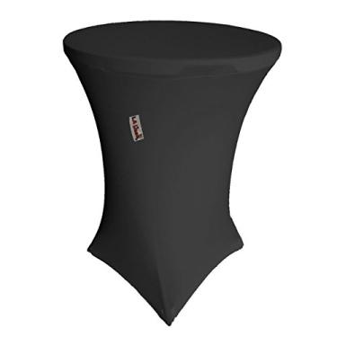 Imagem de LA Linen Toalha de mesa redonda de elastano 76 cm x 76 cm de altura, preta