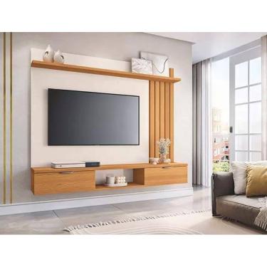 Imagem de Painel Ripado Tv até 55 1,60m  2 Portas HB Lets Cinamomo / Off White