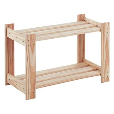 Imagem de Sapateiro de madeira de 2 prateleiras, estante para sapatos de 62 x 30 x 44 c