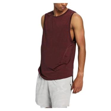 Imagem de Camiseta de compressão masculina Active Vest Body Building Slim Fit Workout Quick Dry Muscle Fitness Tank, Vinho tinto, XG
