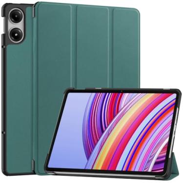 Imagem de Kepuch Custer Capas para Redmi Pad Pro 12.1 / Xiaomi Poco Pad 2024,Couro-PU Bolsas Estojos - Verde