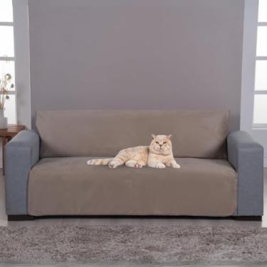 Imagem de Capa E Manta Para Sofá De 3 Lugares Suede Bege Antiarranhão