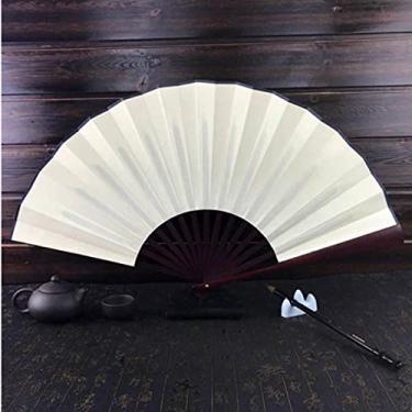 Imagem de YQHWLKJ Ventiladores dobráveis de seda retrô para festa de casamento, presente de aniversário, decoração de casa