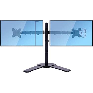 Imagem de Suporte multifuncional para monitor duplo, braço articulado de movimento total, suporte para monitor com giro, inclinação, altura ajustável, serve para suporte de TV de tela de 10 a 27 polegadas