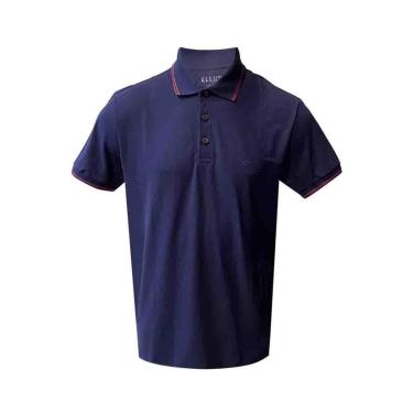 Imagem de Camiseta Ellus Gola Polo Azul Friso Vinho Classic-Masculino