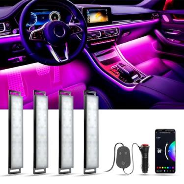 Imagem de YiLaie Luzes LED para interior de carro, interior inteligente de luzes de carro com controle de aplicativo, luzes LED RGB para carro interior com modo de música, porta de cigarro CC 12 V para