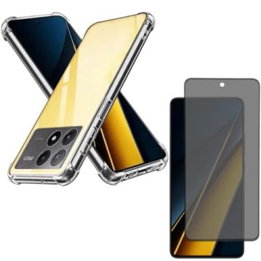 Imagem de Capa Capinha Anti Impacto + Película Privacidade 3D Para Poco X6 Pro Tela De 6,67 Polegadas - (Bluepink)