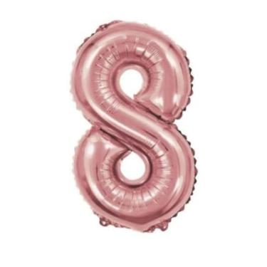 Imagem de Balões Metalizado Numero 8 Rose 30cm Para Casamentos, Aniversarios e Batizados