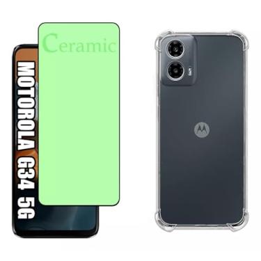 Imagem de Kit Capa Capinha Anti Impacto + Película Ceramica 9D Para Motorola Moto G34 5g