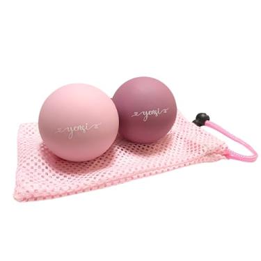 Imagem de Bolas de lacrosse de massagem de silicone para terapia de ponto de gatilho, nós musculares e fisioterapia. Conjunto de 2 bolas com bolsa de transporte. Sem látex. Ideal para massagem profunda de