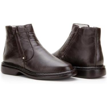 Imagem de Bota Masculina Cano Curto Couro Confort Zíper Bico Redondo-Masculino