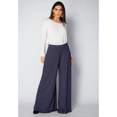 Imagem de Calça Pantalona Granja Malha Azul Marinho - GG-Veste do 46 ao 48-Feminino