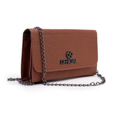 Imagem de Bolsa Feminina Baú Angico Média Caramelo com Corrente Prateada-Feminino
