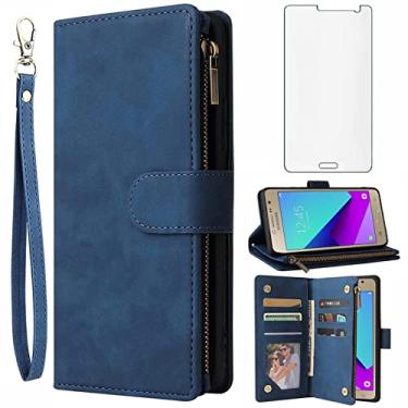 Imagem de Asuwish Capa carteira compatível com Samsung Galaxy Grand Prime J2 Prime e protetor de tela de vidro temperado, capa flip de couro, porta-cartões, acessórios celulares, capas para celular para Glaxay