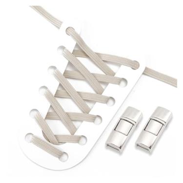 Imagem de No Tie Shoe Laces Men And Women Sneakers Metal Lock Lazy People Shoelace Elastic Shoelaces Shoe Accessories(Beige)