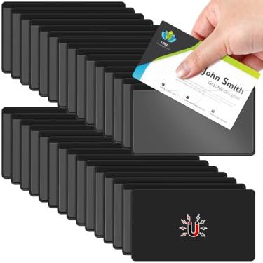 Imagem de Gilprop 30 porta-etiquetas magnéticas, porta-paletes, 10 x 6 cm, porta-cartões de visita transparentes com ímã, etiquetas de armário de arquivo, ímã para prateleira de metal, caixotes de quadro